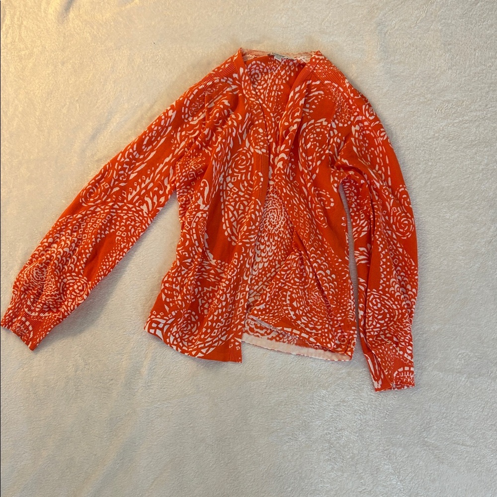 Chico's Vibrant Orange and White Knit Top